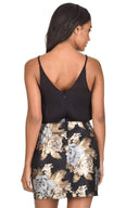 Black 2 in1 Floral Metallic Mini Dress