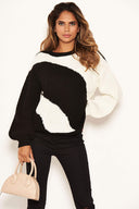 Black And Cream Striped Knit Jumper