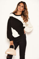 Black And Cream Striped Knit Jumper