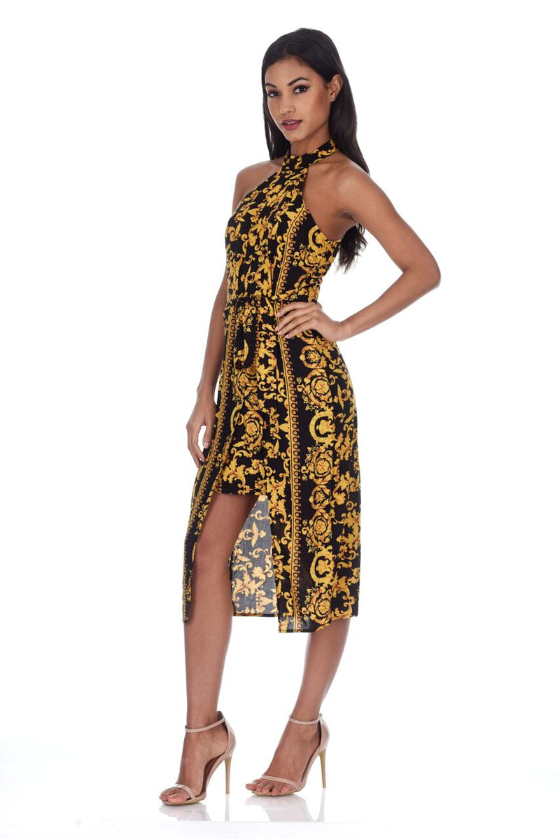Black And Gold Patterned Midi dress AX Paris Black And Gold Patterned Midi dress AX Paris