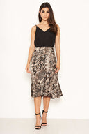 Black And Grey Animal Print 2 In 1 Frill Hem Midi Dress