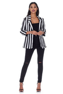 Black And White Striped Blazer Jacket