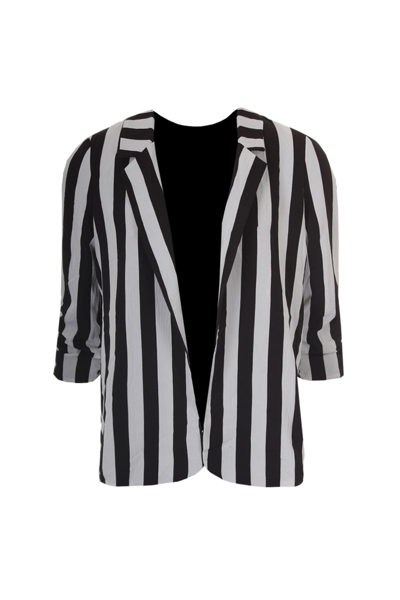 Black And White Striped Blazer Jacket