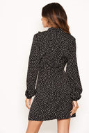 Black Polka Dot High Neck Dress