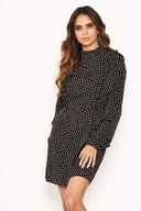 Black Polka Dot High Neck Dress