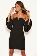 Black Bardot Notch Front Dress