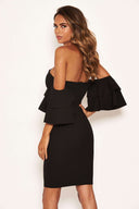 Black Bardot Notch Front Dress