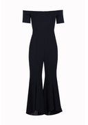 Black Bardot Jumpsuit With Flared Leg