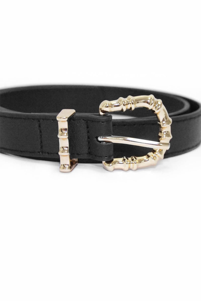 Black Belt With Gold Hammered Buckle