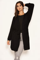 Black Belted Batwing Knit Cardigan