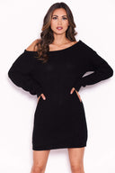 Black Boatneck Longline Jumper