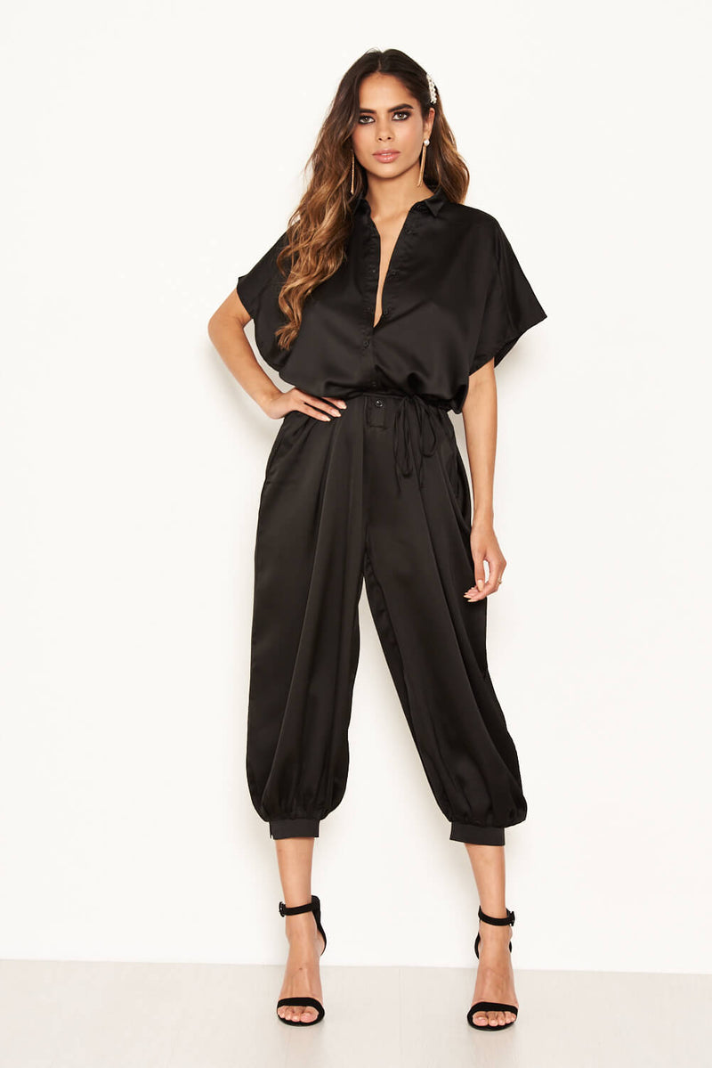 Black Button Up Jumpsuit