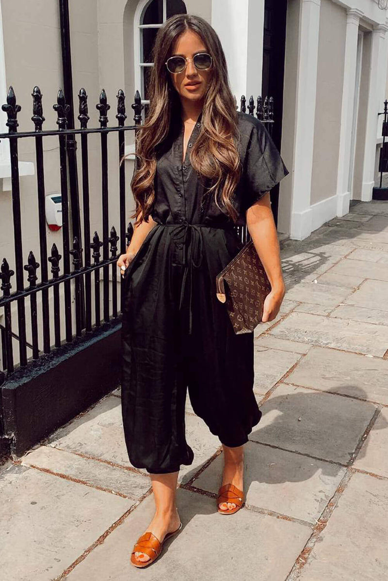 Black Button Up Jumpsuit