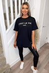 Black Cest La Vie Oversized Tee