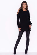 Black Chenille Jumper With Cold Shoulder