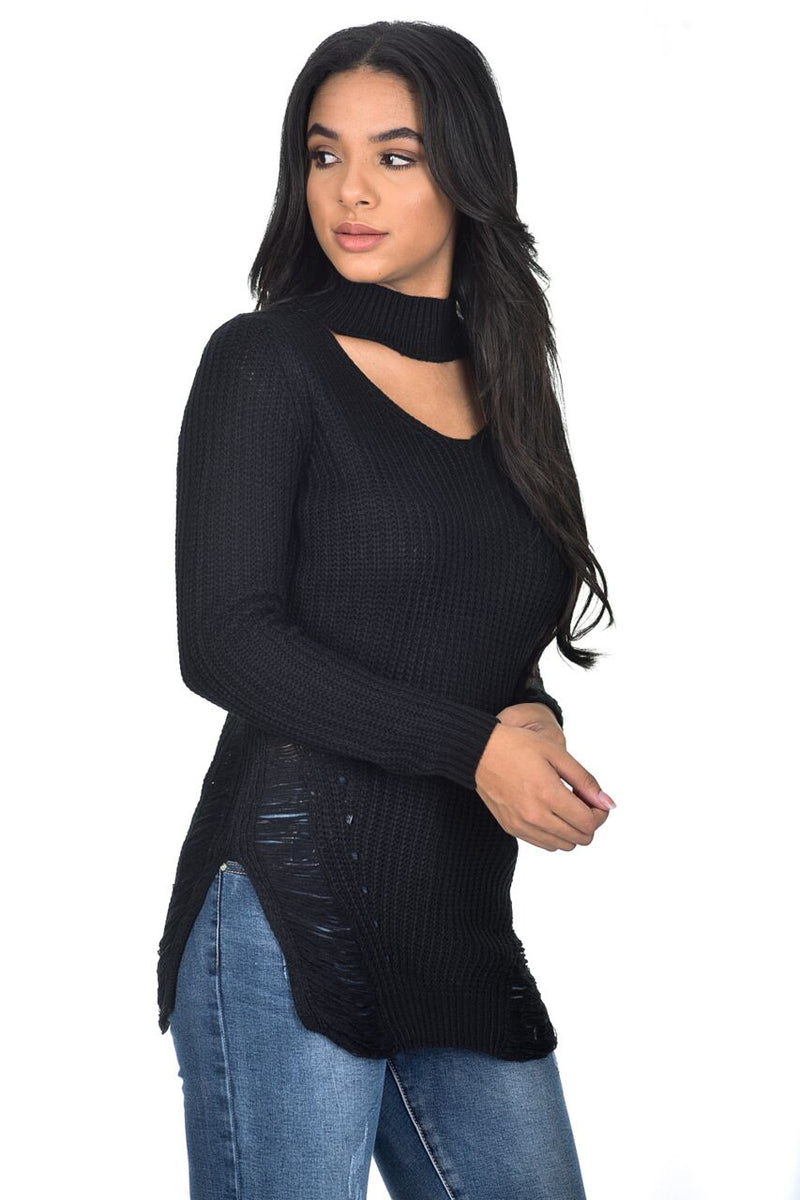 Black choker sweater outlet