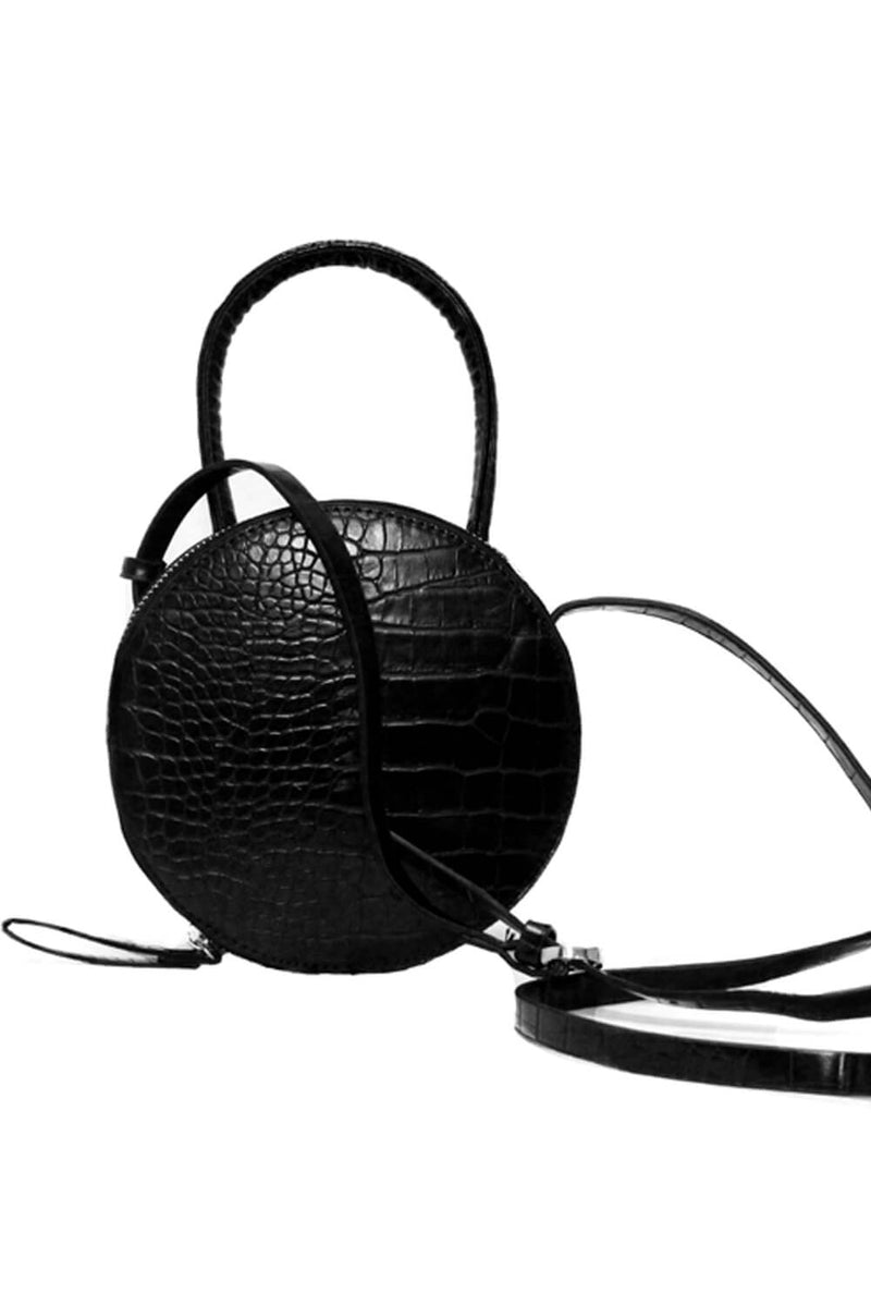 Black Circular Croc Bag