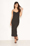 Black Cowl Neck Polka Dot Dress