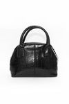 Black Croc Mini Bag With Silver Chain Strap