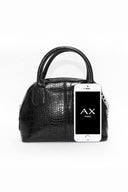 Black Croc Mini Bag With Silver Chain Strap