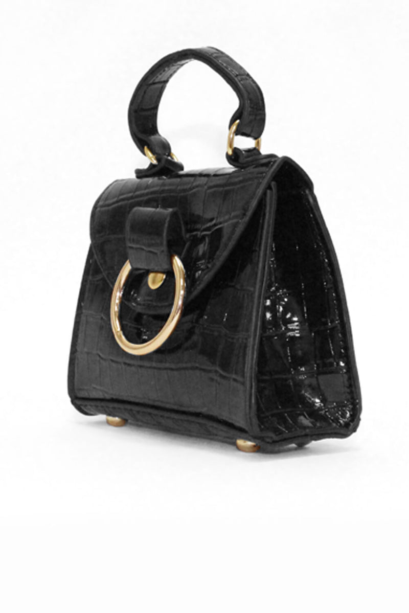 Black Croc Mirco Mini Bag