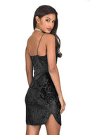 Black Crushed Velvet Dress