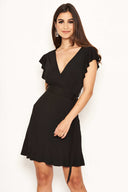 Black D Ring Ruffle Dress