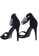 Black Diamante Barely There Heels