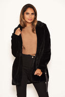 Black Faux Fur Circle Belted Coat