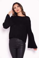 Black Flare Sleeve Knitted Jumper