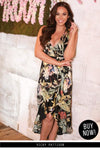 Black Floral Frill Maxi Dress