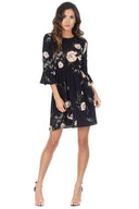 Black Floral Frill Throw On Dress