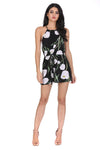 Black Floral Halter Neck Playsuit