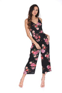 Black Floral Print Culotte Jumpsuit