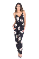 Black Floral Print Jumpsuit