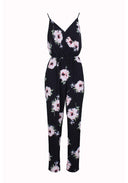 Black Floral Print Jumpsuit