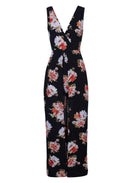 Black Floral Print Wrap Skirt Playsuit