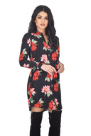 Black Floral Printed Shirt Dress