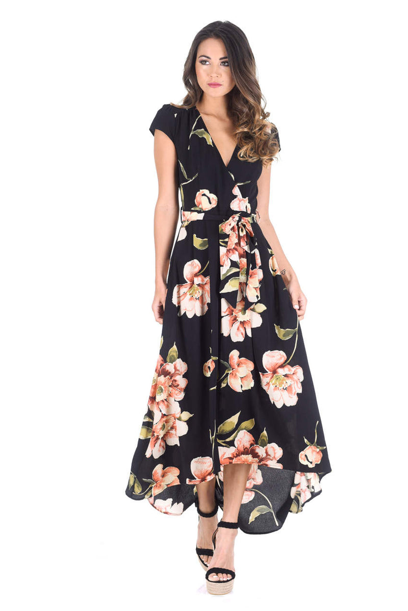 Black Floral V Neck Maxi Dress – AX Paris