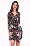 Black Floral Wrap Dress