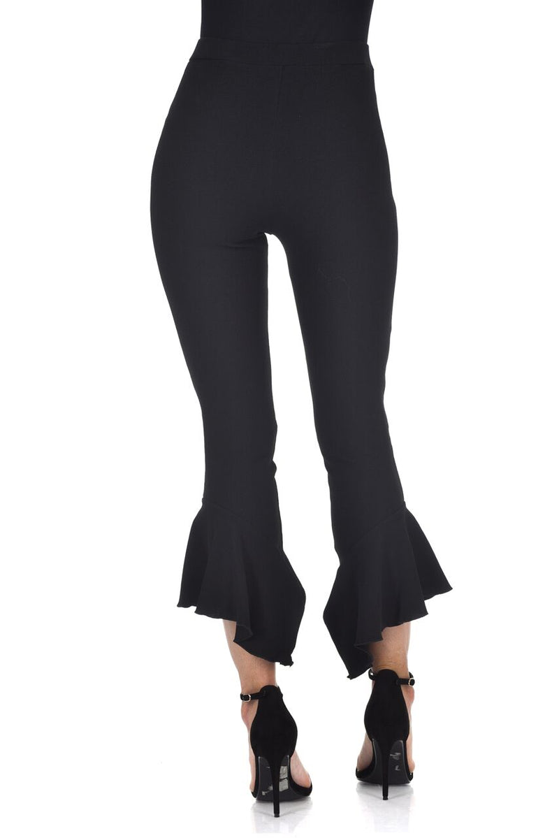 Black Frill Bottom Trousers
