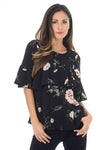 Black Frill Floral Top