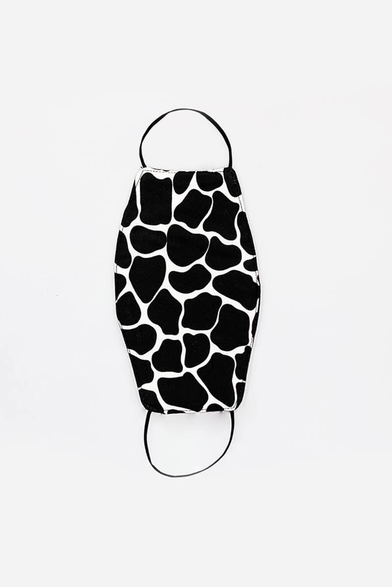 Black Giraffe Printed Face Covering
