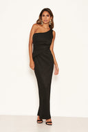 Black Glitter One Shoulder Maxi Dress