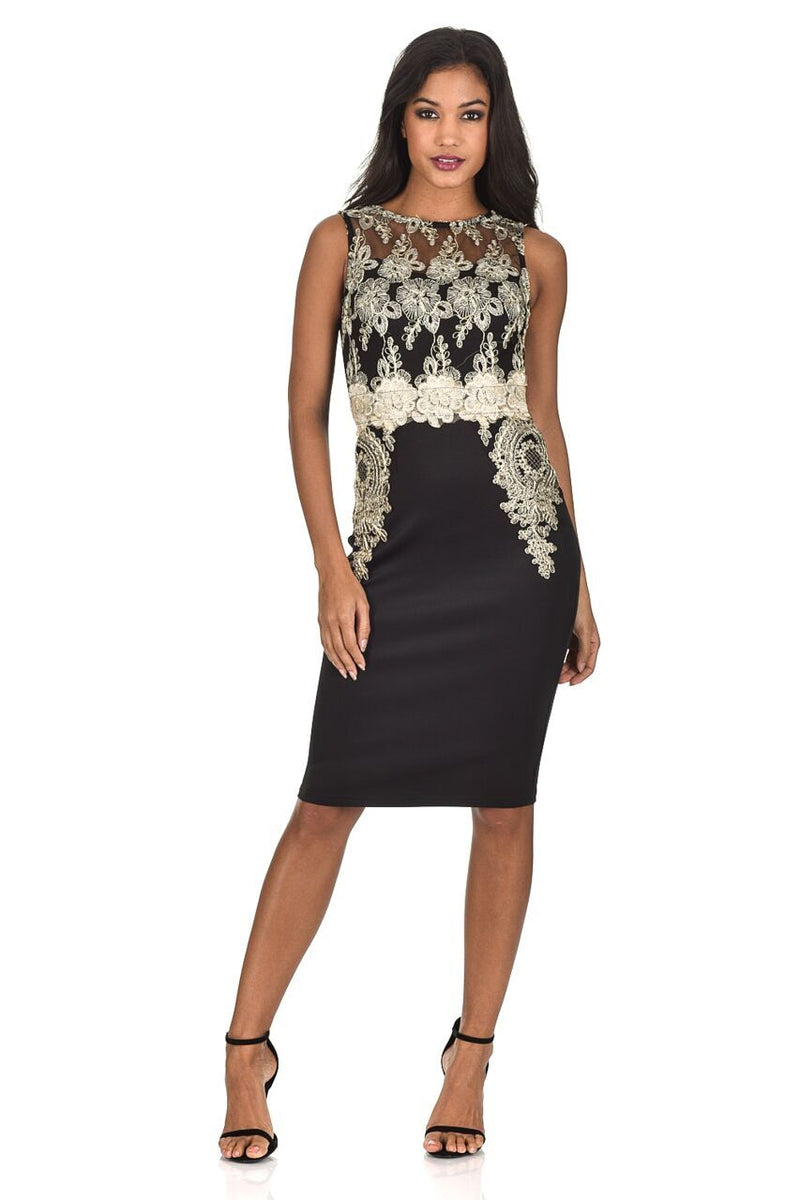 Black Gold Lace Midi Dress AX Paris Black Gold Lace Midi Dress AX Paris