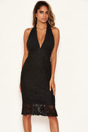 Black Halter Neck 2 In 1 Lace Dress