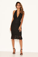 Black Halter Neck 2 In 1 Lace Dress