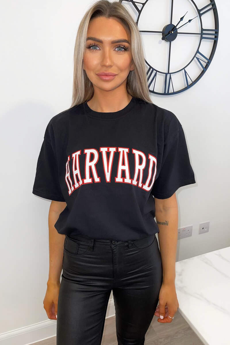 Black Harvard Oversized Tee