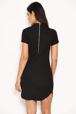 Black High Neck Bodycon Mini Dress