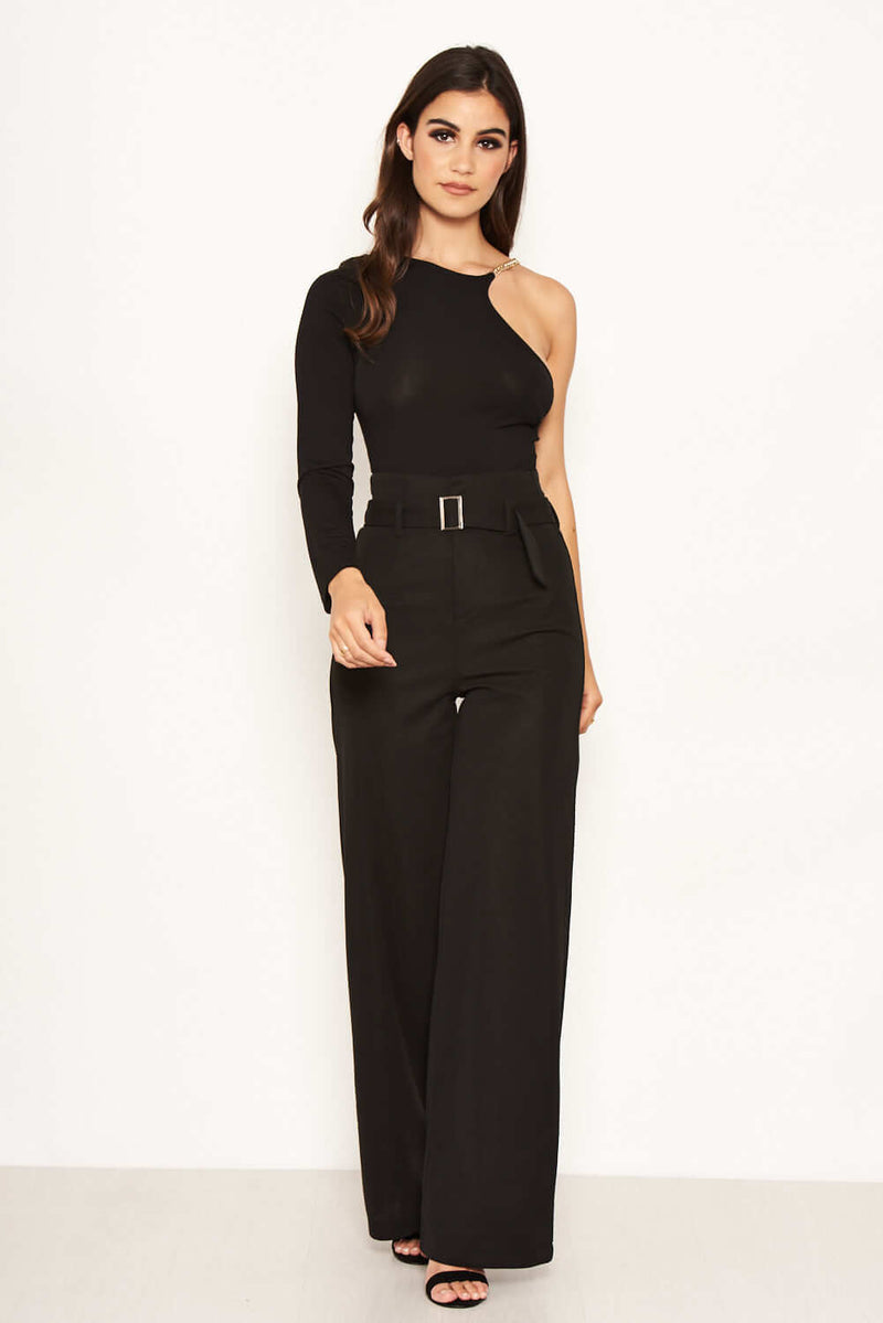 Black High Waist Wide Leg Trousers